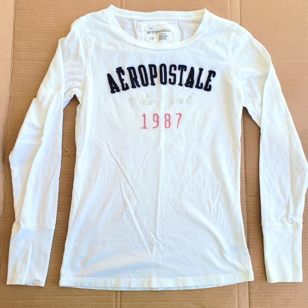 Aeropostale White Long Sleeve Shirt